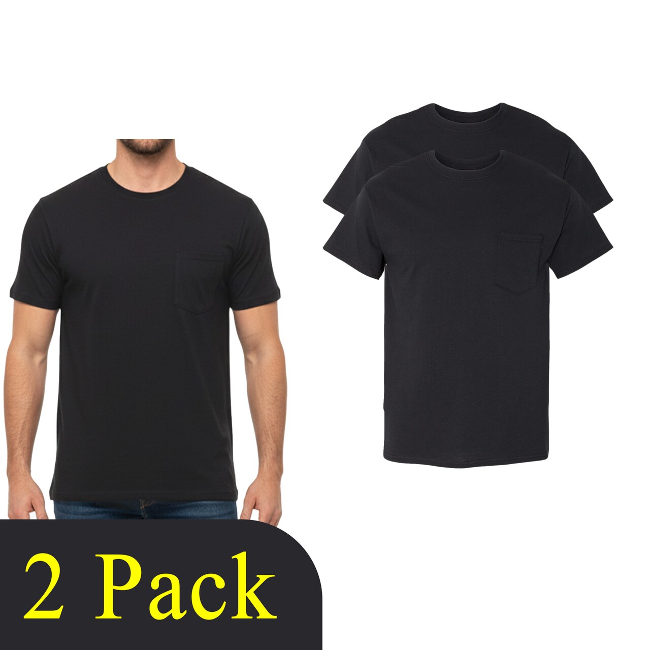 Gildan Heavy Cotton Pocket DIY Project Men's T-Shirt Bundle, Black Craft Blanks tee